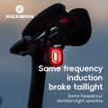ROCKBROS Smart Brake Taillight Same Frequency Induction Bright Seat Post Saddle Mounting Multi-Functional Rear Light Durable Long Battery Life Flashing Back Light Cycling Equipment. 