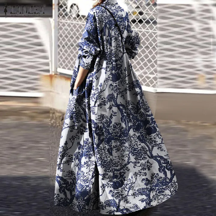 ZANZEA%20Women%20Long%20Sleeve%20Retro%20Floral%20Printed%20Kaftan%20Baggy%20Gown%20Abaya%20Maxi%20Dress%20-%20Image%208