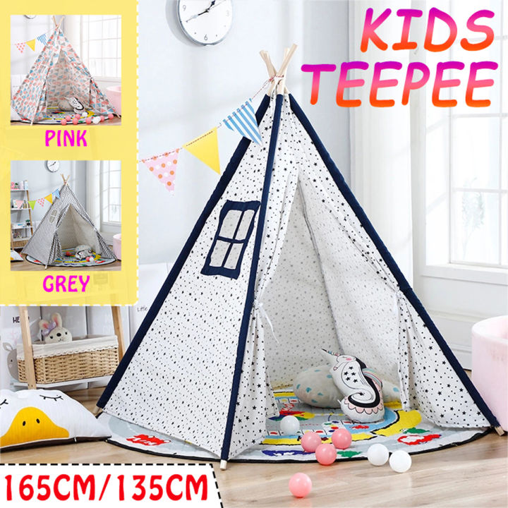 Teepee Tent Portable Kids Children Playhouse Sleeping Backdrop Camping