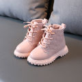 Winter high top Martin boys veet warm leather girls' two cotton boots solid color simple children's shoes 2022.