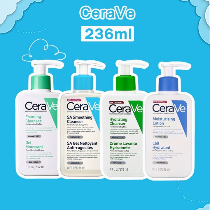CeraVe 236ml SA Smoothing Cleanser / Hydrating Cleanser / Body Moisturizing Lotion / Foaming Facial Cleanser 236ml / face wash / liquid face wash