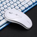 Waterproof Wireless New 2.4G Mute Rechargeable Ergonomic Gaming Keyboard + Mouse Set - Silver Blue matte. 