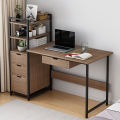 106x40x111cm Computer Desk Workstation Shelves Drawers Study Table Home Office-Brown. 