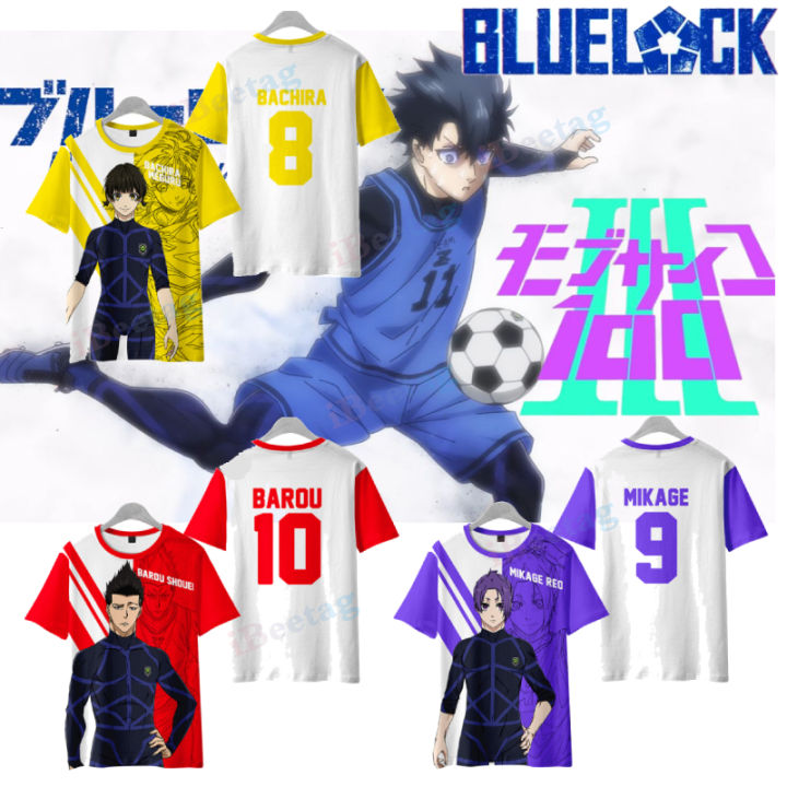 3D Printed Blue Lock Isagi Yoichi Chigiri Hyoma Cosplay Team Men Short Sleeve Bastard Munchen Fashion Casual Sports Shirt Oversize Football Jersey Training Uniform
