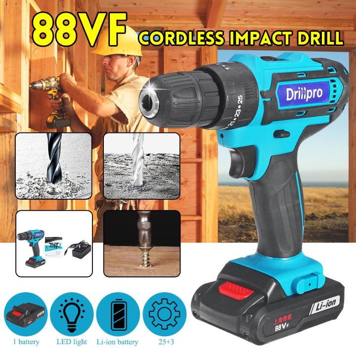 3/8"%2088VF%20New%20Cordless%20Impact%20Drill%20Li-Ion%20Batery%20Rechargeable%2025+3%20Torque%202-Speed%20-%20-%20Image%202