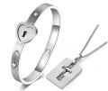 Order Studio Presenting Stainless Steel Couple Jewelry Sets Women Love Heart Lock Bracelets Bangles Men Key Pendant Love Necklace Valentine's Day Gifts. 