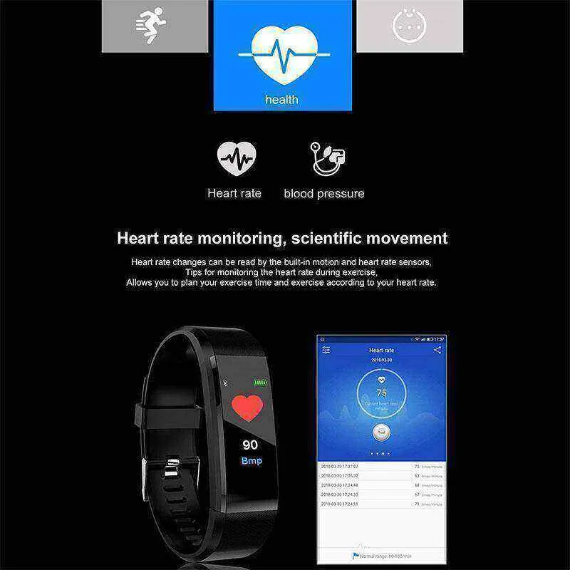 Bluetooth Smart Watch Heart Rate Blood Pressure Monitor Fitness Tracker Bracelet Daraz.pk