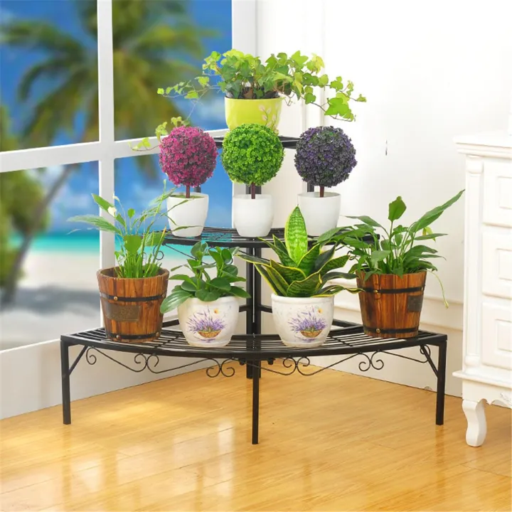 Step Plant Rack 3 Tier New Corner Metal Flower Pots Rack Plant Shelf Step Ladder ...