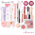 Lameila 17 Pcs Set Makeup Set Includes Protective cream+ BB Cream +Set up powder + Eyeshadow + Eyebrow pencil + Eyeliner + Mascara + Pre makeup lotion + Matte lipstick + Isolation Primer Cream + Concealer + Blush + 4 Pcs Set Makeup Tools. 