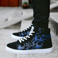 2023 cash on delivery in stock four seasons casual high top sneakers fashion comfortable men's shoes 39 44 black and white black blue black red. 