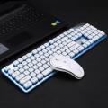 Waterproof Wireless New 2.4G Mute Rechargeable Ergonomic Gaming Keyboard + Mouse Set - Silver Blue matte. 