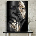 CM-40x60 Frameless Wall Decoration Black Gold Woman Canvas African Art Best Selling Oil Painting Print Pictures. 