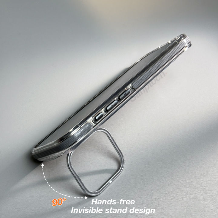 Vorix%20Sanptoch%20For%20Magsafe%20Invisible%20Stand%20Phone%20Case%20For%20iPhone%2015%20/%2014%20/%2013%20/%2012%20Pro%20Max%20Clear%20Shockproof%20Bumper%20Cover%20For%20iPhone%2015%20Pro%20Transparent%20Protection%20Casing%20With%20Camera%20Lens%20Holder%20-%20Image%203