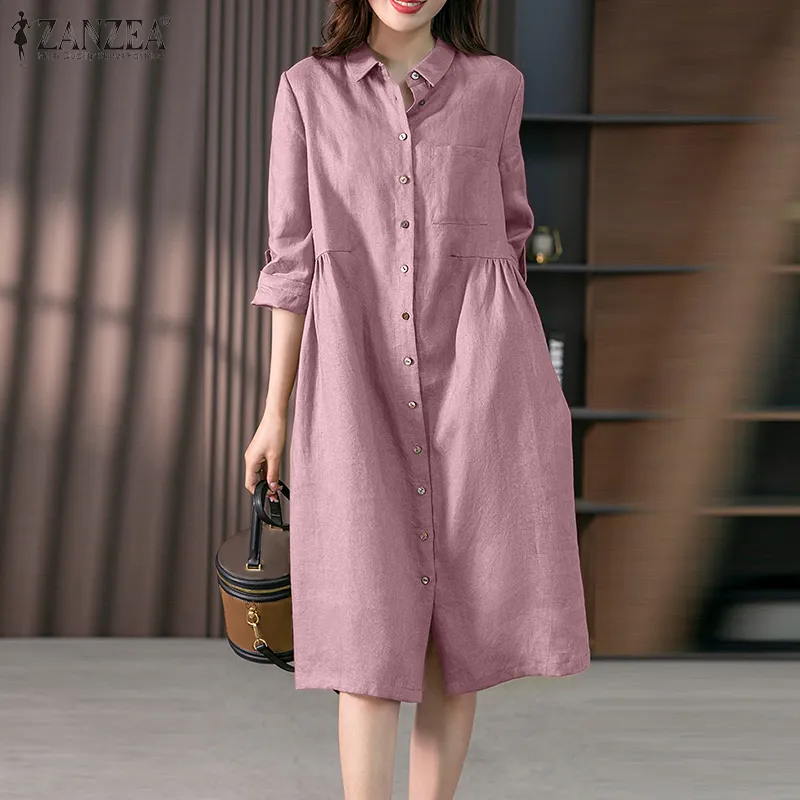ZANZEA Women's Vintage Button Up Solid Midi Dresses Commute Leisure Lapel Shirtdress #8 | Daraz.com.bd ZANZEA Women's Vintage Button Up Solid Midi Dresses Commute Leisure Lapel Shirtdress #8 | Daraz.com.bd