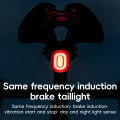 ROCKBROS Smart Brake Taillight Same Frequency Induction Bright Seat Post Saddle Mounting Multi-Functional Rear Light Durable Long Battery Life Flashing Back Light Cycling Equipment. 