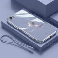 For Vivo V5 / Vivo V5s / Vivo V5 Lite Back Cover + Hand Strap Fashion Shiny 6D Plating Maple Leaves Protective Case Square Bumper Soft Silicone Mobile Phone Cases. 