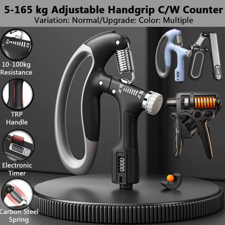 3H 5-165kg Adjustable Resistance Heavy Duty Hand Grip c/w Counter For Wrist, Arm, Finger And Forearm Fiess Exercise