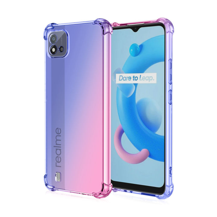 lthmy for Realme C20 Gradient Color Case Cover Soft TPU Silicone Phone Cases Back Cover Shockproof Casing