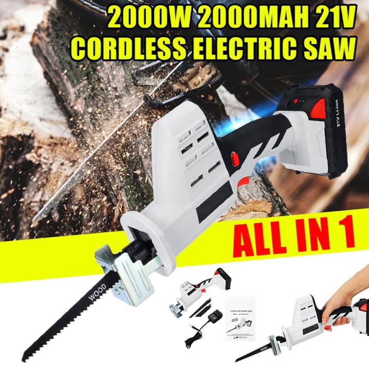 21V 2000mAh New Reciprocating Electric Saw Cordless Metal Wood Cut-ting Power Tool -