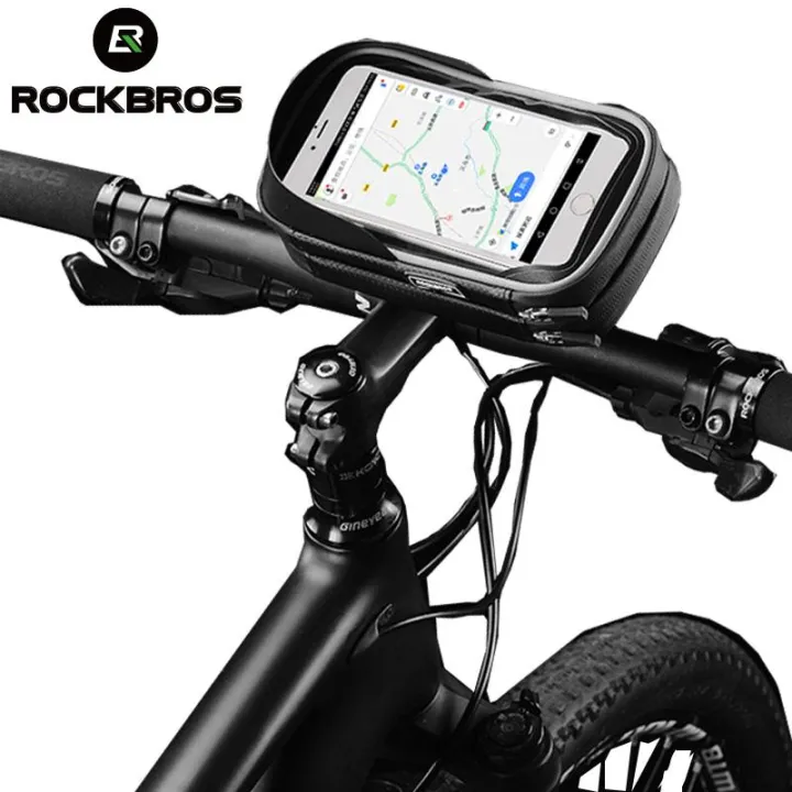ROCKBROS Bike Bicycle Phone Bag 6 Inch Rainproof TPU Touch Screen Cell Phone Holder Bicycle Handlebar Bags MTB Frame Pouch Case