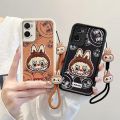 lthmy for OPPO A96 4G Case Compatible with Leather Case Cute Cartoon Protection Edge Soft and Shockproof Cell Cover with Lanyard Phone Cover. 