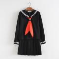 Anime Hell Girl Cosplay Enma Ai Jk Sailor Dress Japanese Korean School Uniform Pleated Skirt Sets Black Long With Hair Net. 