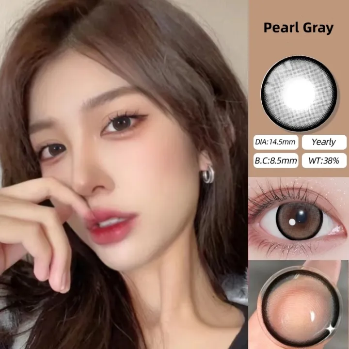 Mrs.H Big Eyes Brown Grey Colored Doll Eye Contact Lenses soft lens 14.2-14.5mm Monthly Power 0-8.00 Free lens Case