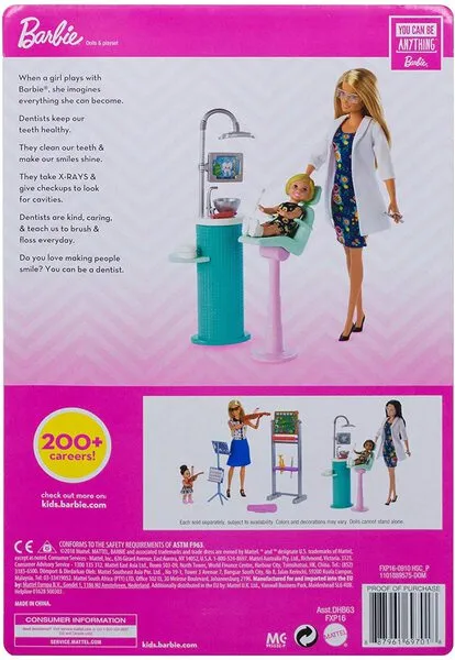 Barbie Dentist Doll, Blonde, and Playset with Patient Small Doll