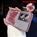 Affordable For Xiaomi Redmi 13 4G / Redmi 13 5G / Redmi 13C 4G / Redmi 13C 5G Back Cover Luxury Slim Gradient Glitter Phone Case with Stylish Cute Butterfly Stand for Girls Clear Soft Silicone Protective Pouch. 