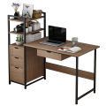 106x40x111cm Computer Desk Workstation Shelves Drawers Study Table Home Office-Brown. 