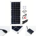 25W DUO Output 12V  5V Universal Serial Bus Mono?Solar Power Charging Panel w Suckers & Carabiner for DUO Output for 12V 5V Camping Fan/Lamp/Power Generator System For iPhone Huawei -. 