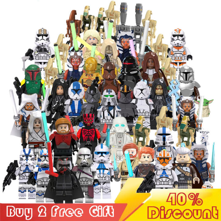 Stars Wars Toy Luck Ahsoka Vader Boba Fett Clone Trooper Driver Batter Droid C-3PO Movie Mini Action Figures Building Blocks
