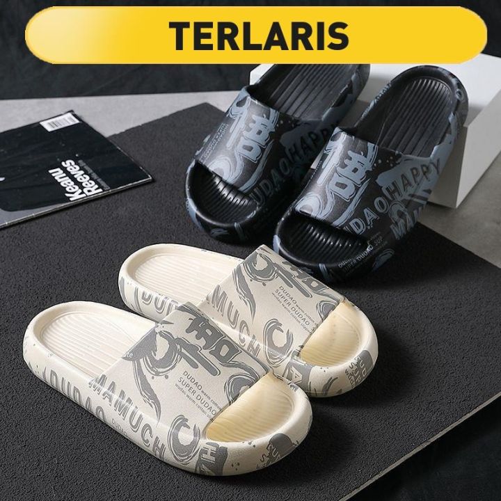 Ready Stock sliper lelaki selipar getah murah budak Sandal dan Selipar Rumah Guochao Wuzi Lelaki Musim Panas Pakaian Luar Bawah Tebal