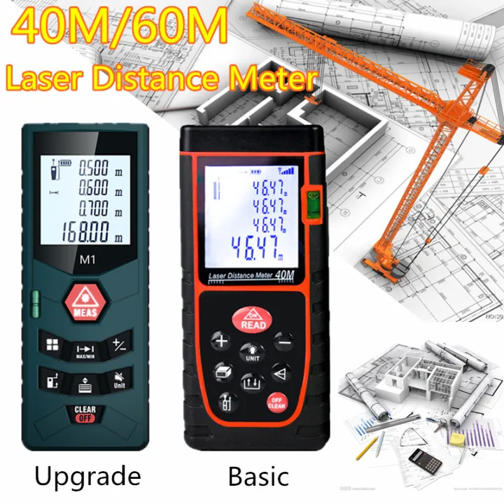 Long Distance Measurement Device Laser Distance Meter 40M 60M Handheld Digital LCD Laser Distance Tape ...