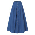 ZANZEA Womens Pleated Button Down Skirts A Line Flare Swing Solid Long Maxi Skirts. 