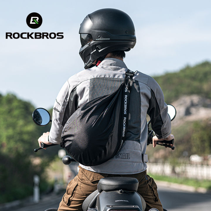 ROCKBROS Bicycel Helmet Big Large Capacity 10/15L Convenient Reflective Logo Motorcycle Bag with Net Pocket Travel Accessories
