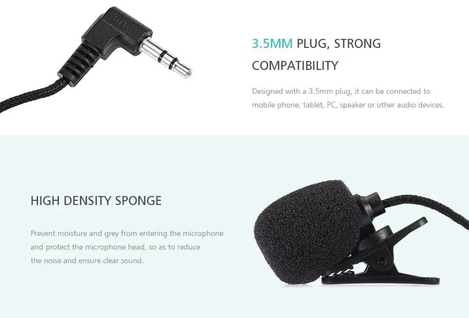 Mini Microphone For Phone And Camera, Tie-Clip Pocket Phone Recording Karaoke Mobile Phone Small Microphone For Interview Recording/Live