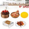 5Pcs 9" HOT SELL New Non-stick Air Fryer Accessories Baking Heat-resistant Silicone Mat Cake Pizza Pan -. 