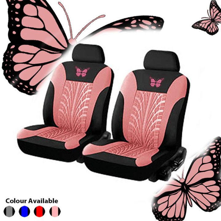4-piece Set Beautiful Butterfly Universal Car Seat Cover Fabric Special Craft Dirt-resistant Wear-Resistant Washable Four Season Use - Pink