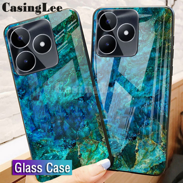 For Realme Note 60 Case Fashion Marble Tempered Glass Protector Soft Silicon cover For Realme Note 60 Back Cover Phone cases