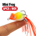 3cm/4.2g Boxed 5Pcs Soft Frog Lure Mini 3D Eyes Soft Plastic Frog Fishing Lure With Sequins Top Water.