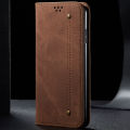 lthmy for Xiaomi Poco M6 4G  Redmi 13 4G case Retro Denim Leather Flip Wallet Stand Casing Cover. 