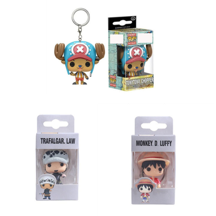 1Pcs Anime ONE PIECE Funko POP Keychain Tony Chopper Law Luffy Minifigure Collections Pendant Gift