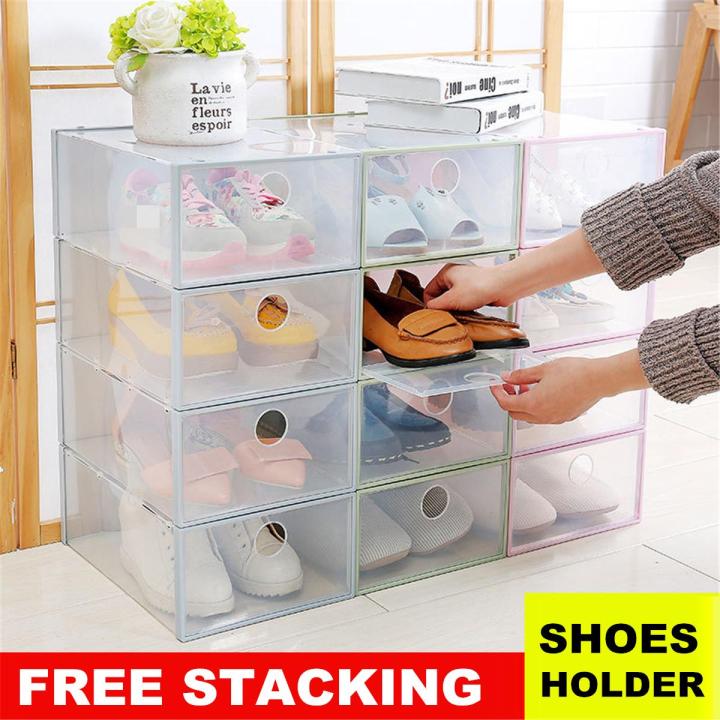Foldable Plastic Transparent Shoe Box Storage Clear Furniture Organizer ...
