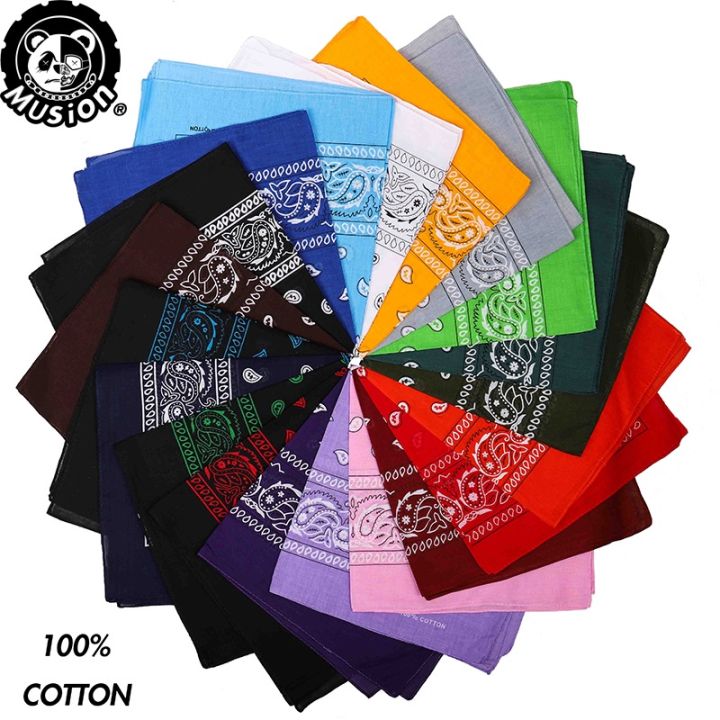Musion 100% Cotton Bandana Scarf Paisley Print Kain Kepala Fashion Turban Headband Classic Square Hip Hop Handkerchief Men Original Head Wrap Tuala Key 55 cm Sapu Tangan Lelaki