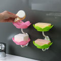 【FUN LIVE】 Flower Shape Double Layer Soap Box Drain Soap Holder Box Bathroom Shower Soap Holder Dish Storage Plate Tray Bathroom Supplies Bathroom Gadgets. 