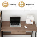 106x40x111cm Computer Desk Workstation Shelves Drawers Study Table Home Office-Brown. 