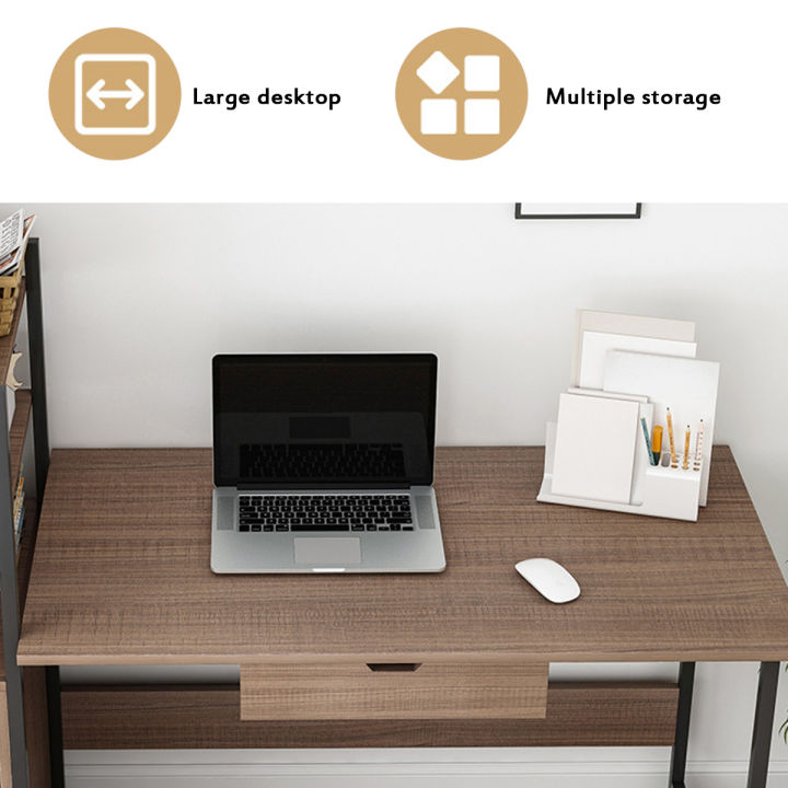 106x40x111cm%20Computer%20Desk%20Workstation%20Shelves%20Drawers%20Study%20Table%20Home%20Office-Brown%20-%20Image%204