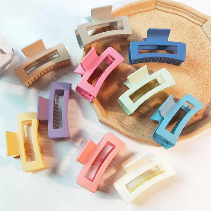 Frosted%20Morandi%20color%20square%20ladies%20Korean%20fashion%20simple%20all%20match%20going%20out%20shark%20clip%20hair%20accessories%20-%20Image%203
