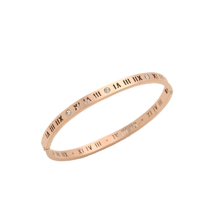 1 titanium steel Roman digital diamond-encrusted bangle female does not fade minority design douyin explosion